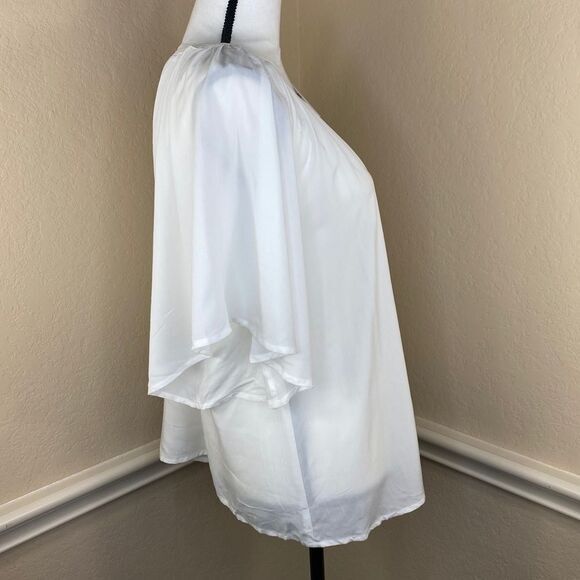 Agnes & Dora Flutter Sleeve‎ Blouse Ivory XS top - Picture 7 of 10
